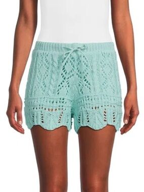 Vintage Havana Women's Crochet Scallop Hem Shorts In Bondi Blue Size S NWT